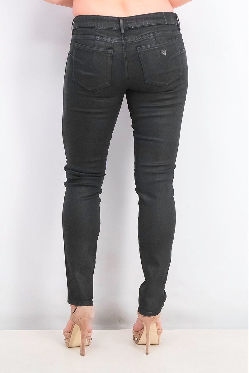 GUESS Women Skinny Fit Ripped Stretchable Jeans, Black - Image 3