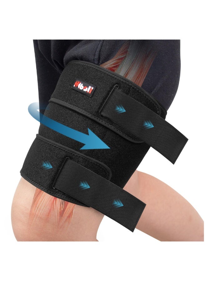 Arabest Adjustable Thigh Brace, Hamstring Compression Wrap, Thigh Compression Sleeve, Quad and Upper Leg Brace for Men & Women - Image 1