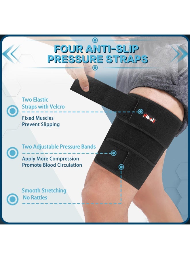 Arabest Adjustable Thigh Brace, Hamstring Compression Wrap, Thigh Compression Sleeve, Quad and Upper Leg Brace for Men & Women - Image 3