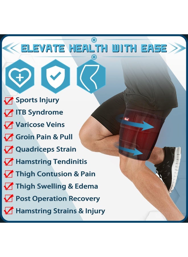 Arabest Adjustable Thigh Brace, Hamstring Compression Wrap, Thigh Compression Sleeve, Quad and Upper Leg Brace for Men & Women - Image 5