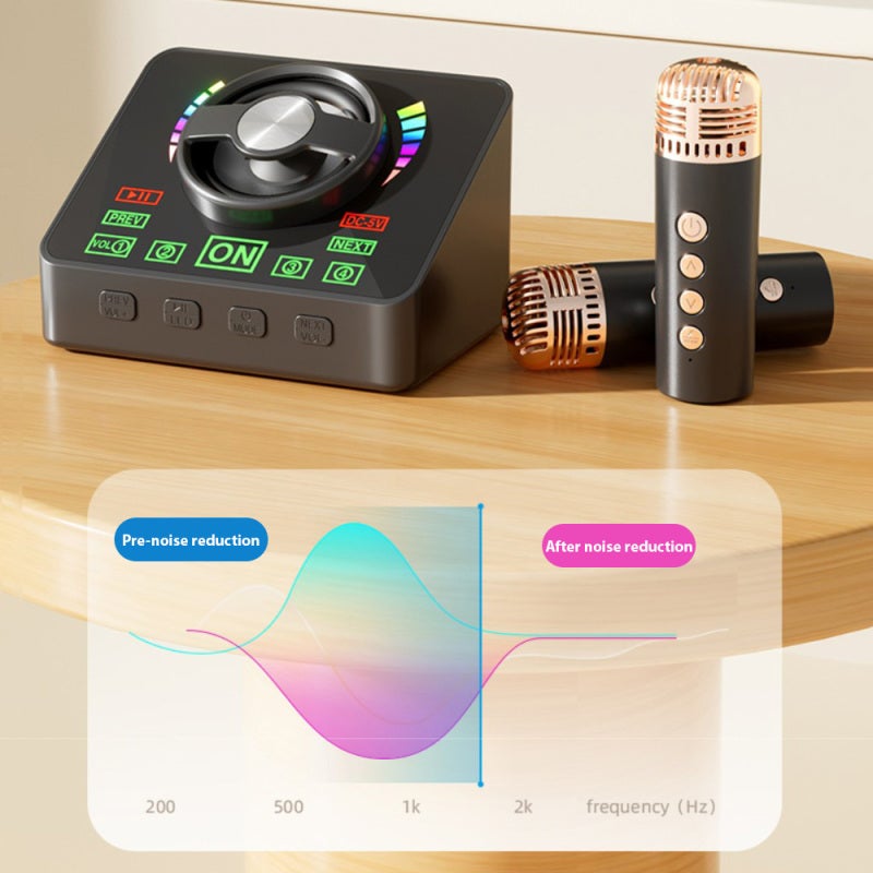 آلة الكاريوكي الصغيرة: سوداء، ضوضاء منخفضة قوية، أضواء RGB - بطارية طويلة العمر، شريحة معالج إشارة رقمية (DSP) لاجتماعات العائلات في الهواء الطلق وحفلات المنزل - Image 3
