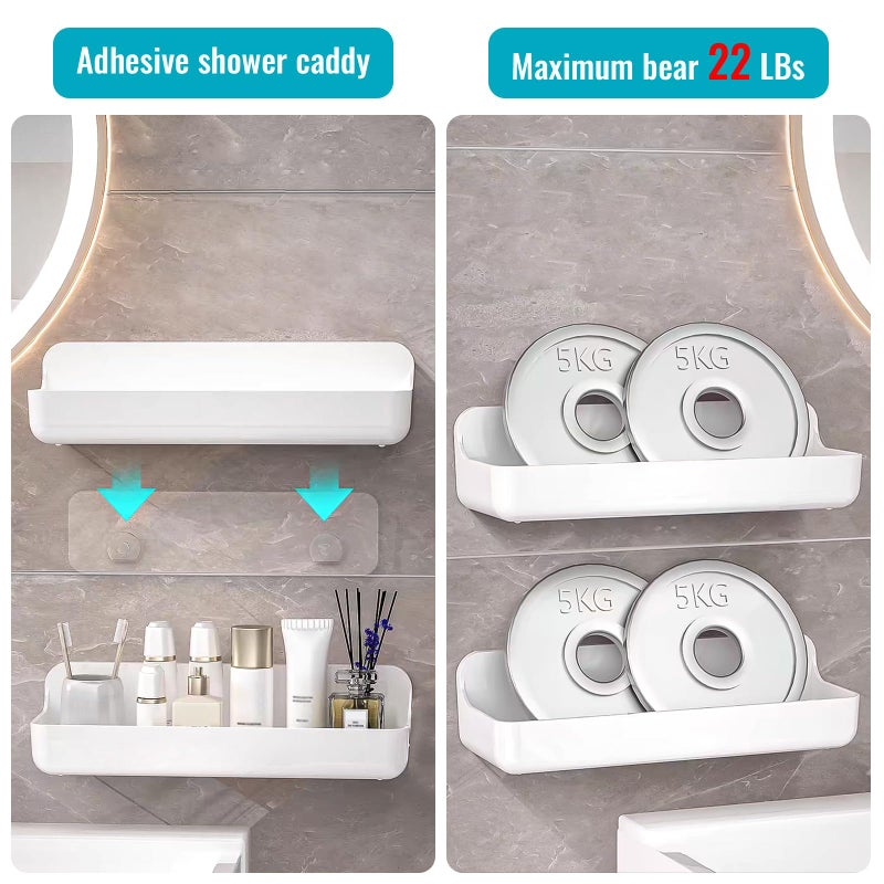 CGBE 2-Pack Acrylic Shower Shelves  Large Capacity Adhesive Shower Shelf  No Drilling Adhesive Bathroom Shelf with Drain Holes Clear Wall Mount Organizer for Bathroom Storage - Image 1