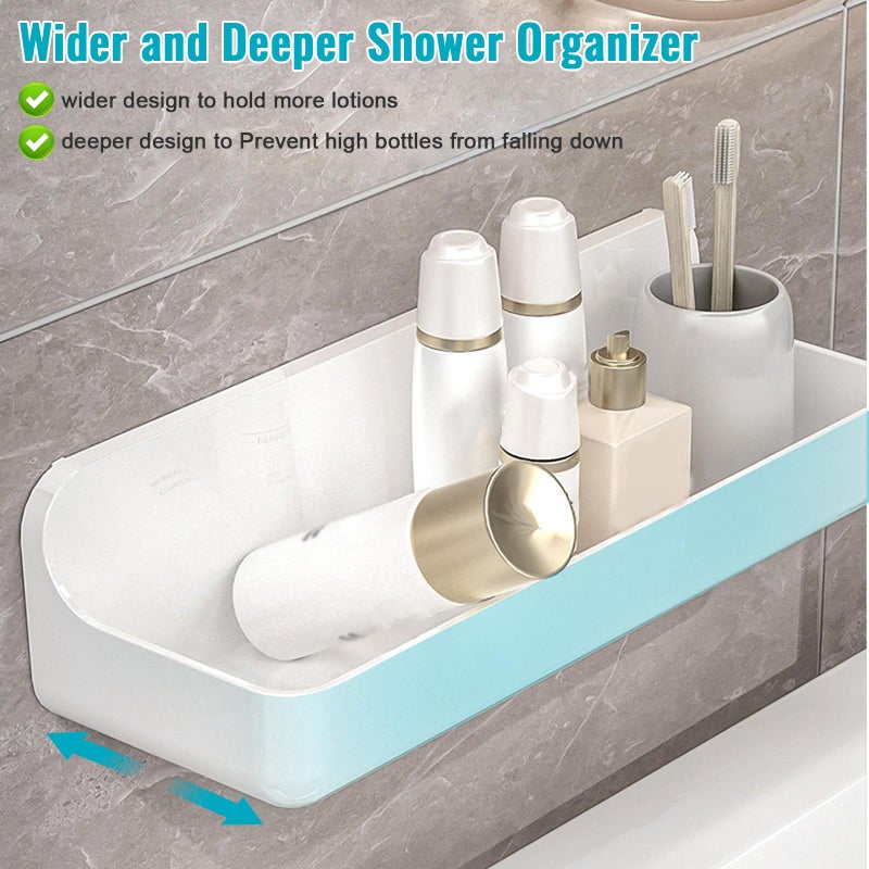 CGBE 2-Pack Acrylic Shower Shelves  Large Capacity Adhesive Shower Shelf  No Drilling Adhesive Bathroom Shelf with Drain Holes Clear Wall Mount Organizer for Bathroom Storage - Image 3