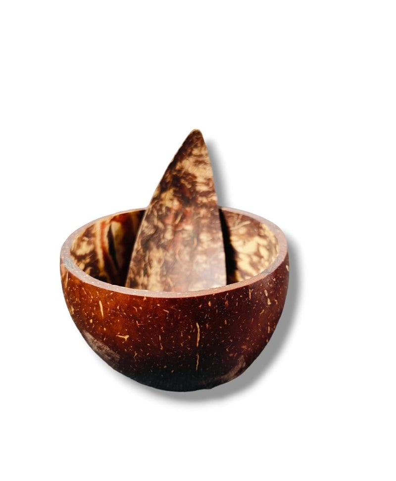 Eco Green Handmade Coconut Bowl with Spoon EcoFriendly and Creative Artwork Decoration Gifts Pack of 4 - Image 1