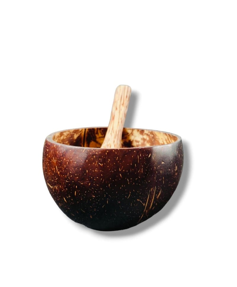 Eco Green Handmade Coconut Bowl with Spoon EcoFriendly and Creative Artwork Decoration Gifts Pack of 4 - Image 5