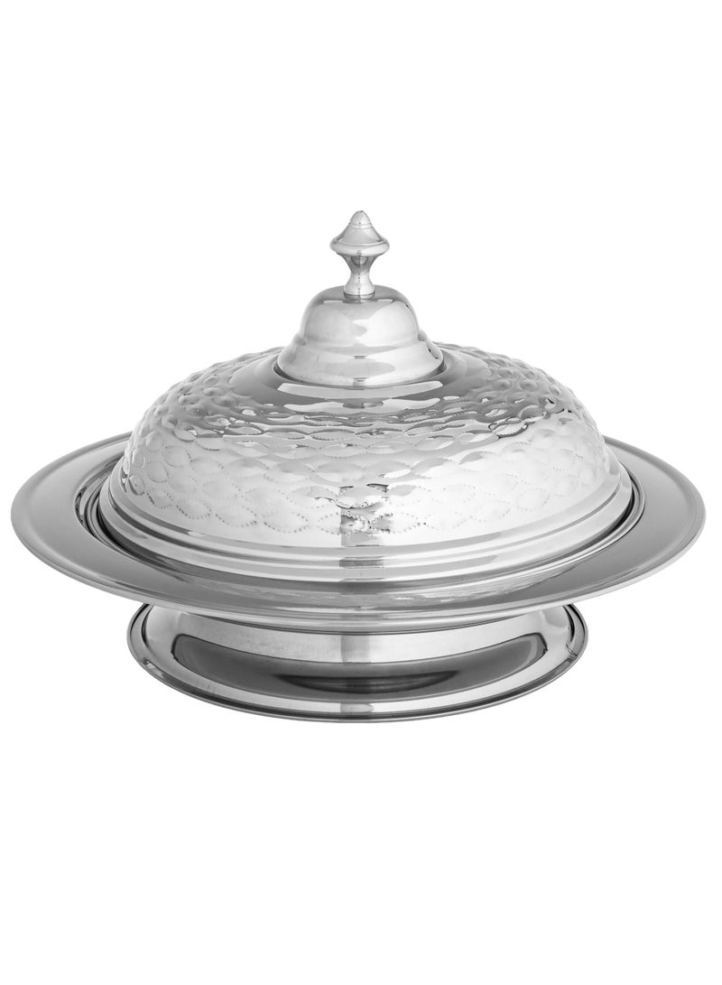 المرحومي صحن كوزي بقاعدة فاخر مصنوع من ستانلس استيل الهندي 40 سم - Image 1