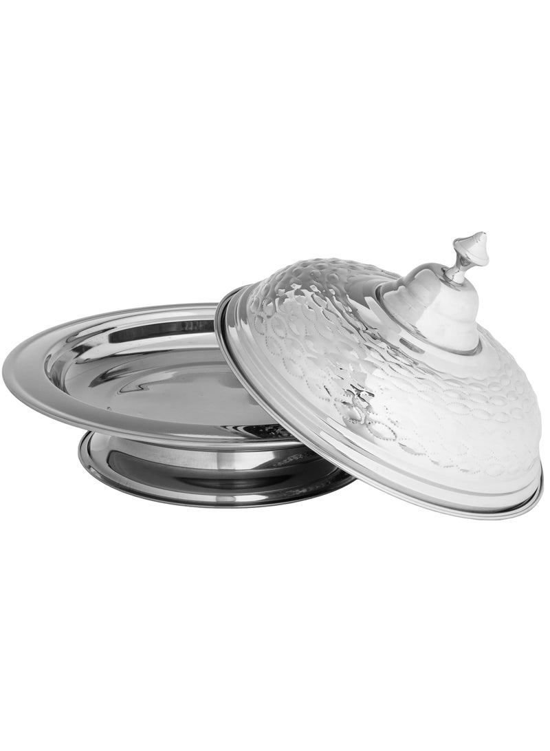 المرحومي صحن كوزي بقاعدة فاخر مصنوع من ستانلس استيل الهندي 40 سم - Image 2