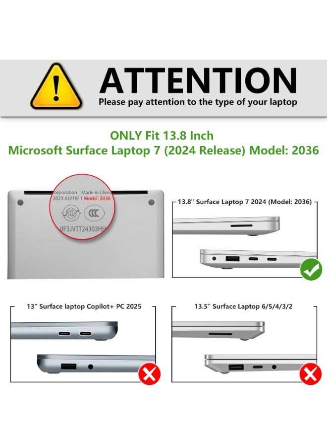 1Pcs Hard Shell Case Protective Snap On Cover Compatible with Microsoft Surface Laptop 7 13.8 inch 2024 Release Model 2036 Laptop Protective Plastic Hard Shell Case Cover (Matte Black) - Image 2