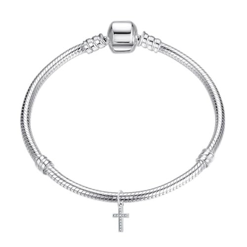 LAMOONY Cross Charm with White Zircon 925 Sterling Silver Christian Pendant Keep Faith Charms for Pandora Charms Bracelet - Image 5
