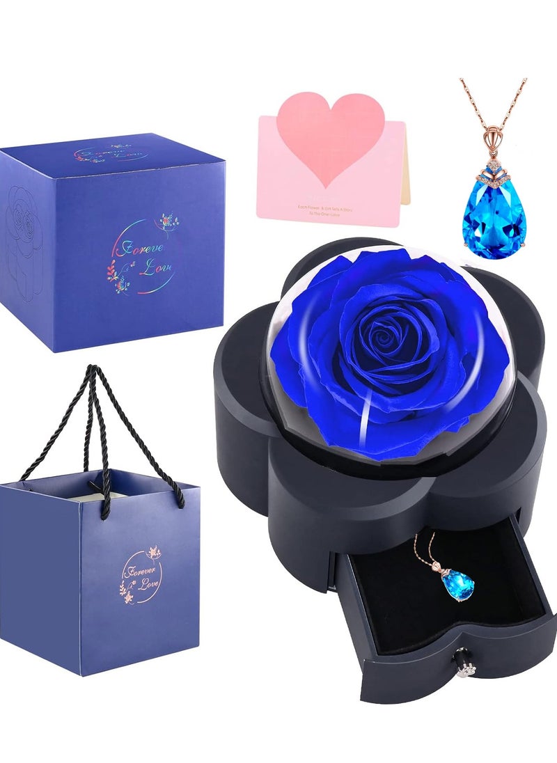 RATSAW Gifts for Women Preserved Real Rose with Necklace in Lovely Plum Blossom Shape Gift Box For Women Mother Wife Girlfriend Sisters  - Image 1