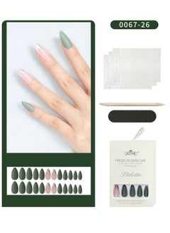 JOYME 24 Pcs Fake Nail Tip Set Nail Stylish Easy to Use Art Design for Salons and DIY with 72 Pcs Nail Adhesive Glue Tapes and Mini Nail File and Manicure Mini Stick for Women  - Image 1