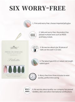 JOYME 24 Pcs Fake Nail Tip Set Nail Stylish Easy to Use Art Design for Salons and DIY with 72 Pcs Nail Adhesive Glue Tapes and Mini Nail File and Manicure Mini Stick for Women  - Image 5