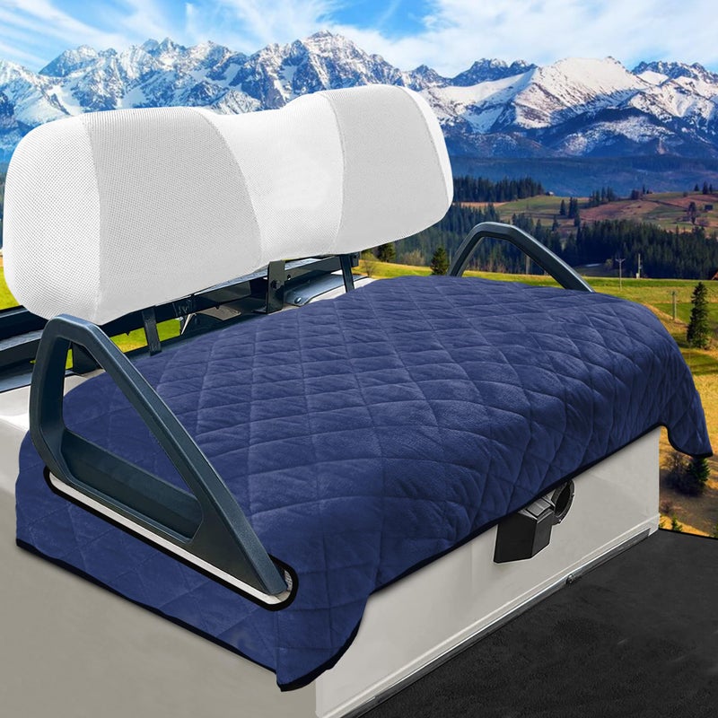 YOKYHOM Golf Cart Seat Covers for 2 & 4 Passenger Carts, Thick Short Plush with Non-Slip Backing, Ultra Soft Seat Towel Blanket, Fits EZGO, Club Car, Yamaha, 51"x30.5", Blue Black - Image 1