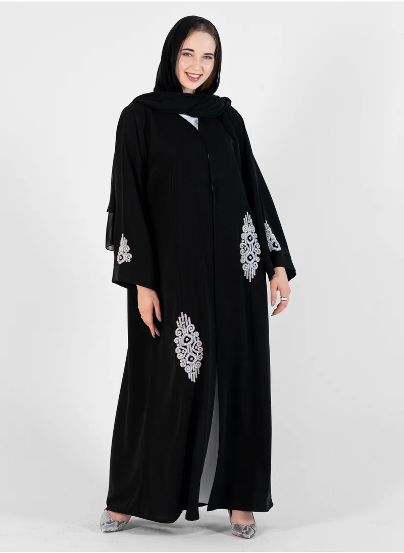 Rosette Abaya Elegant abaya with lulu embroidery design