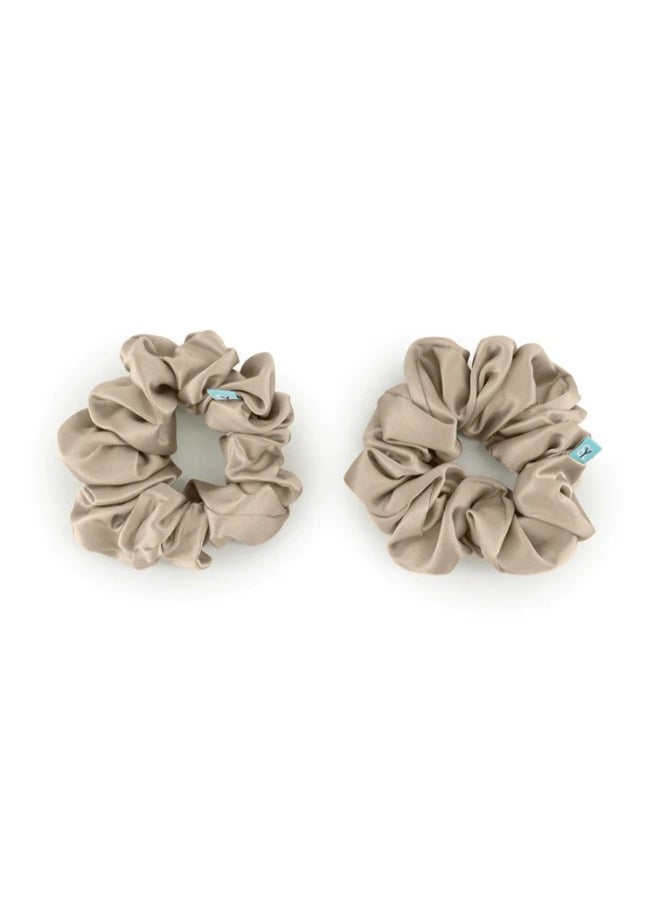 BRIGHTLY LABS Upgrade your hair accessories with Silk Hair Scrunchies - 100% Mulberry Silk Hair Ties for Elastic Ponytail Holders; Prevent Frizz and Breakage - Set of 2 for Effortless Hair Care.  - Image 1