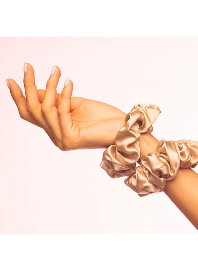 BRIGHTLY LABS Upgrade your hair accessories with Silk Hair Scrunchies - 100% Mulberry Silk Hair Ties for Elastic Ponytail Holders; Prevent Frizz and Breakage - Set of 2 for Effortless Hair Care.  - Image 4