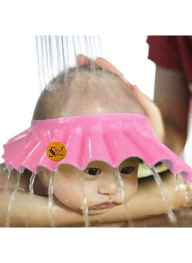 Sage Square New Adjustable Design Safe Soft Bathing Baby Shower Cap With Ear Protector (Pink) (Pack Of 2 )  - Image 3