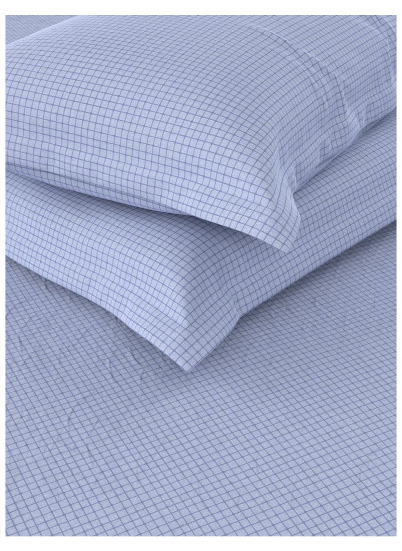 Bianca - BIANCA Extra Soft 100% Satin Egyptian Cotton XL King Size Bedsheet with 2 Pillow Covers -3pc Set (Botanical) | 100% Extra Soft Satin Egyptian Cotton Designer | Checks-Blue - Image 1