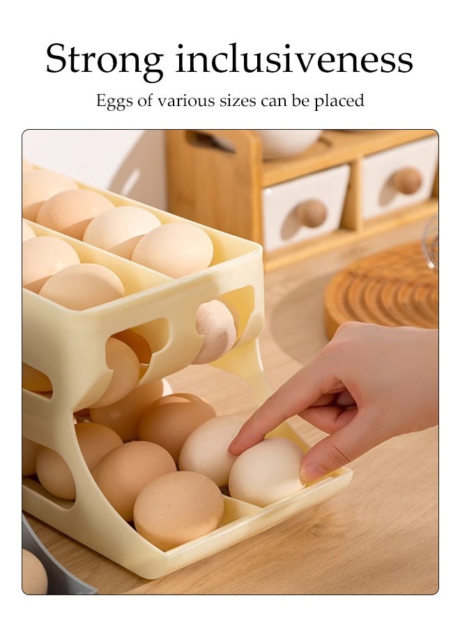 DUNISO Egg Holder Storage 2 Row Auto Rolling Egg Dispenser Space-saving Egg Holder for Fridge and Countertop Durable Plastic Kitchen Egg Organizer Large Capacity Eggs Basket Household Egg Storage Box for Fridge and Countertop  - Image 5
