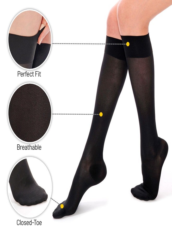 invera Sheer Compression Stockings for Women, Women's Travel Compression Socks, Knee High Support Hose for Flying, Nursing, Running (Large) - Image 5