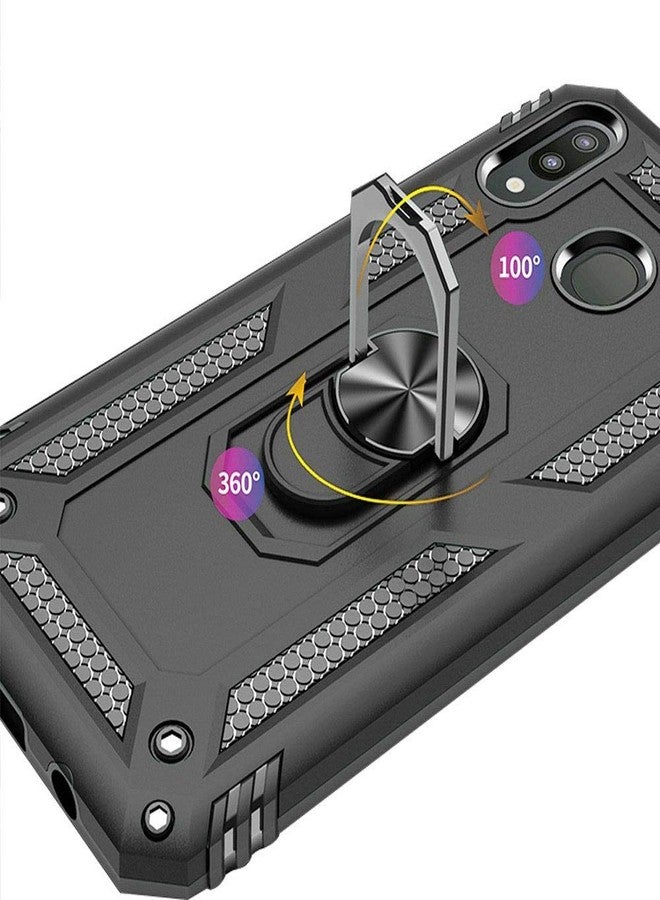 TJ's TJS Compatible with Samsung Galaxy A20 Case, Galaxy A30 Case, with Tempered Glass Screen Protector Metal Ring Magnetic Support Kickstand Heavy Duty Drop Protector Phone Case (Black) - Image 5