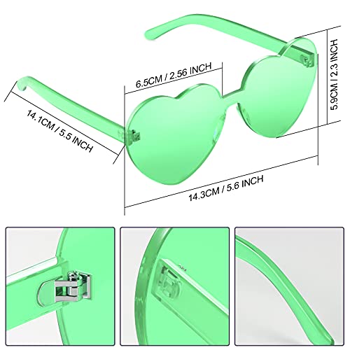 Maxdot 5 Pcs Summer Heart Shaped Sunglasses Rimless Heart Glasses Women for Cosplay Party(Fruit Green) - Image 2