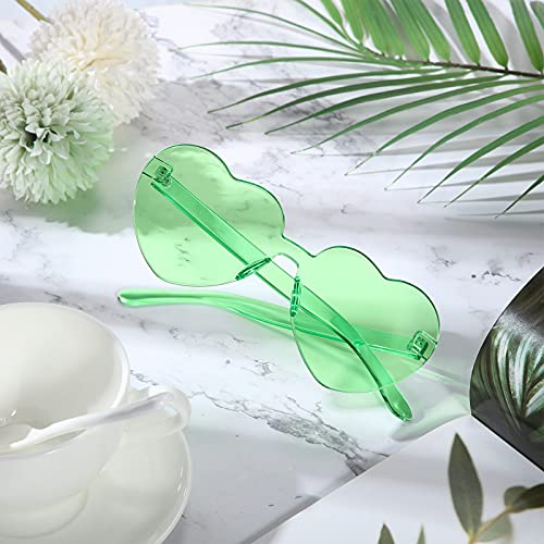 Maxdot 5 Pcs Summer Heart Shaped Sunglasses Rimless Heart Glasses Women for Cosplay Party(Fruit Green) - Image 3