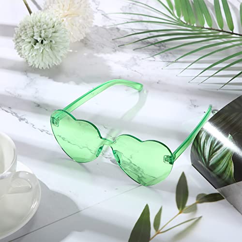 Maxdot 5 Pcs Summer Heart Shaped Sunglasses Rimless Heart Glasses Women for Cosplay Party(Fruit Green) - Image 4