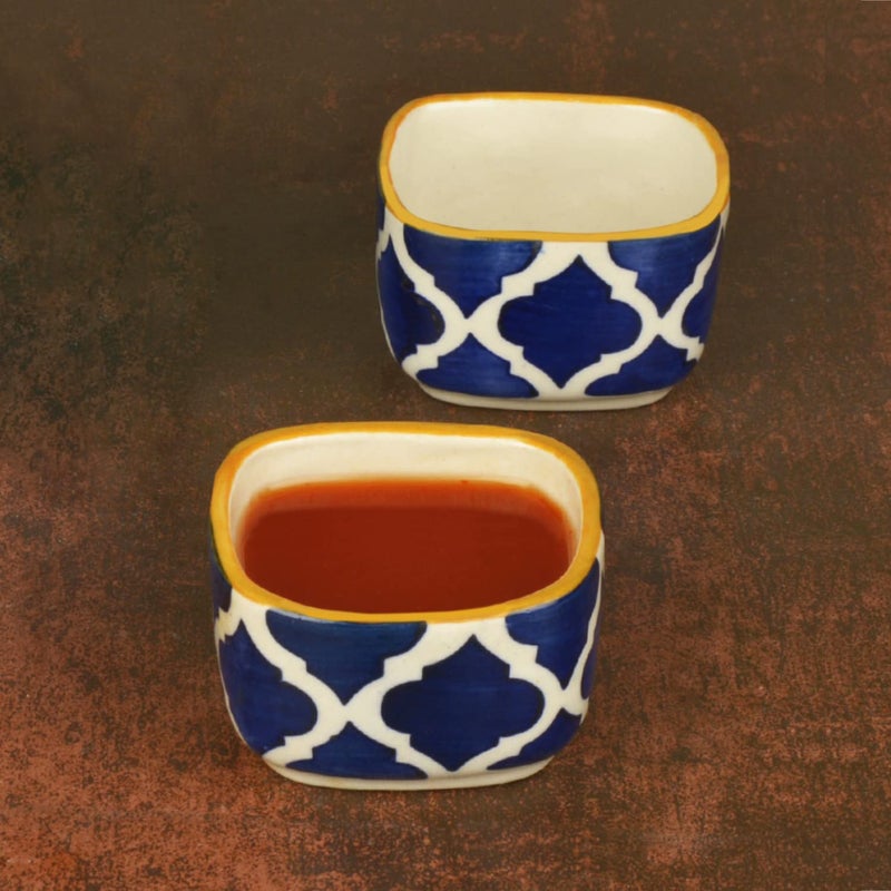 StyleMyWay Hand Painted Ceramic Serving Platter with Two Dip Bowls Orange Black L x B 38 cm x 16 cm Starter Serving Platter Kebab Platter - Image 2