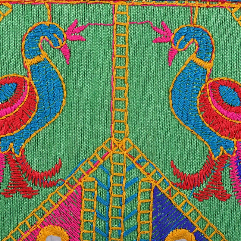 Craft Trade Craft Trade Green Cotton Clutch Bags for Women Rajasthani Hand Embroidered Mini Hand Bag Women's Clutches Purses for Wedding Party Gifts - Image 4