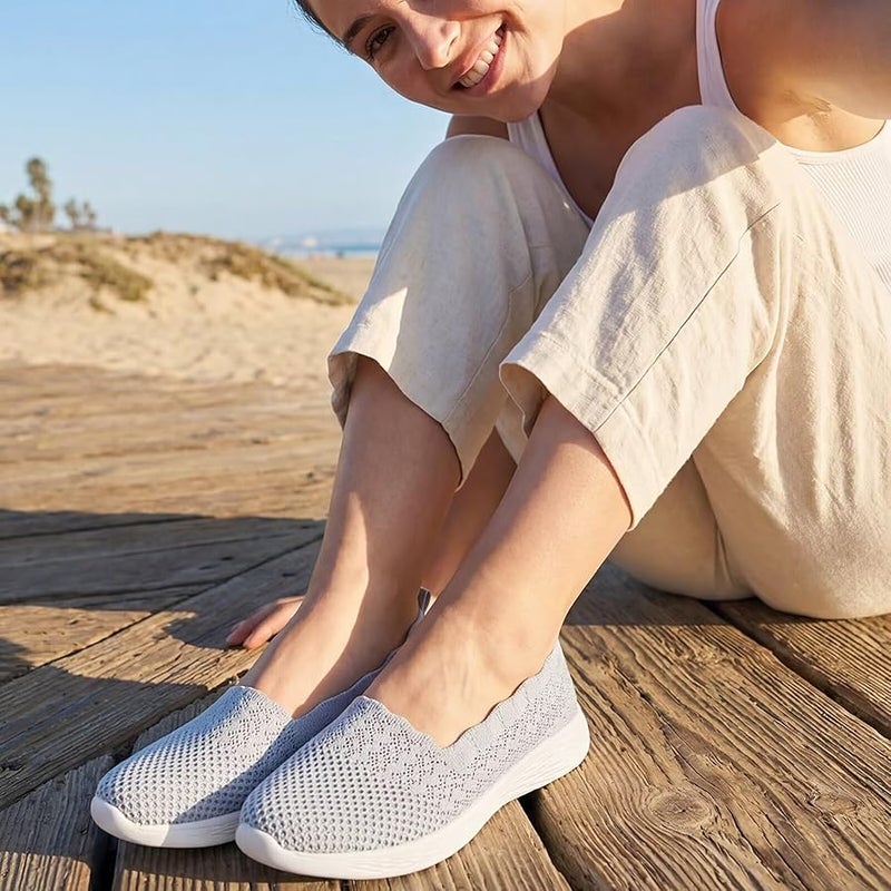 poemlady Women's Slip on Loafer Shoes - Mesh Casual Flat Nurse Walking Sneakers - Image 4