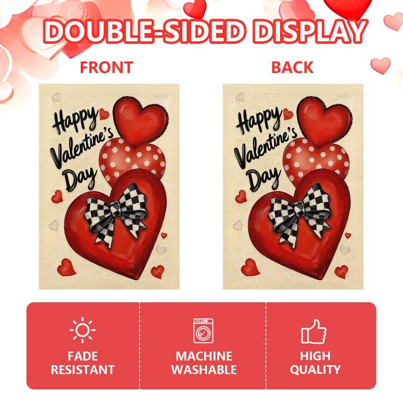 Agroon Valentines Day Garden Flag 12x18 Inch Love Heart Double Sided Flag for Anniversary Wedding Yard Outdoor Decoration - Image 5