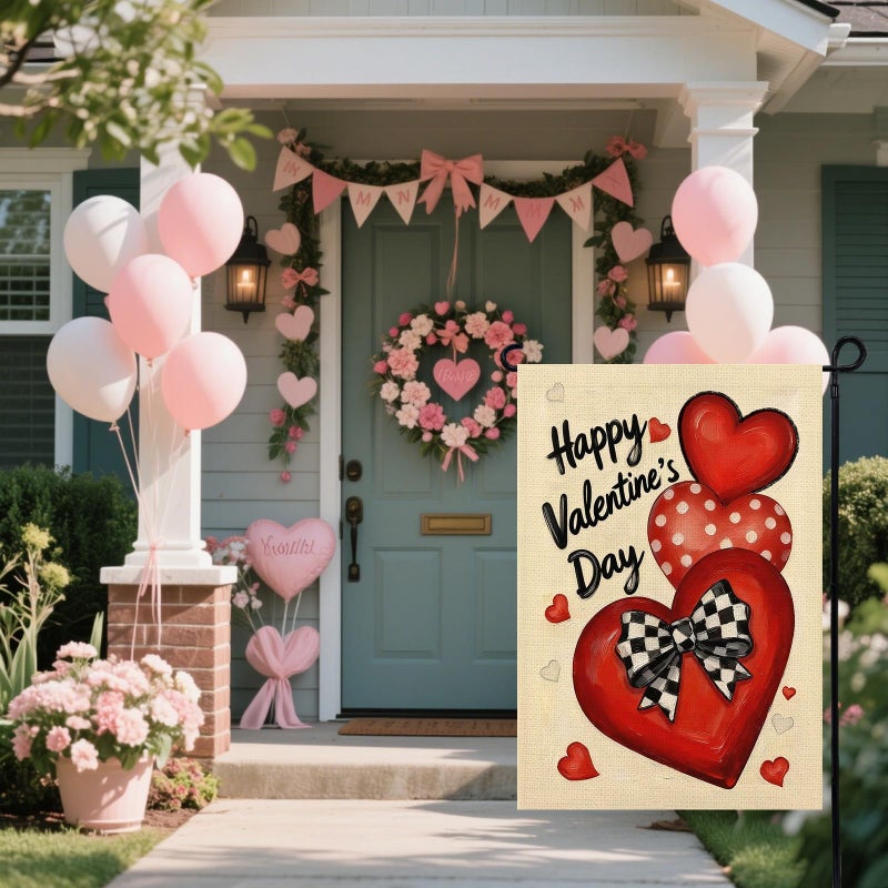 Agroon Valentines Day Garden Flag 12x18 Inch Love Heart Double Sided Flag for Anniversary Wedding Yard Outdoor Decoration - Image 4