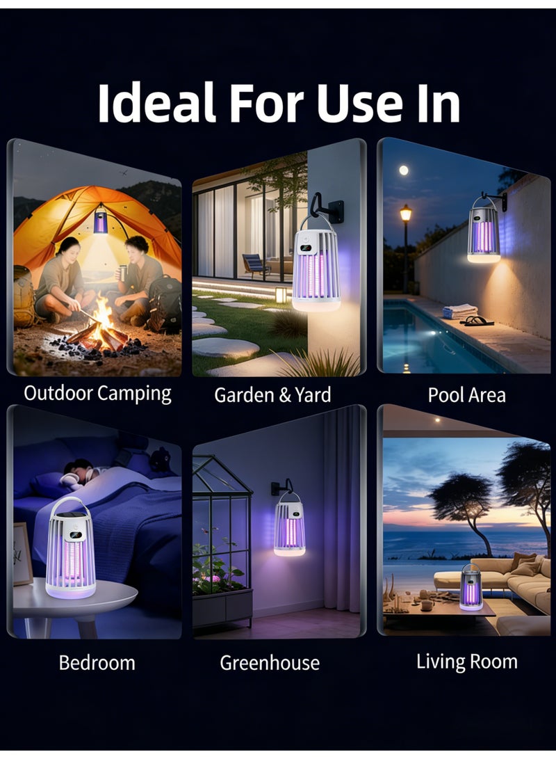 يو ام بي مصباح قاتل البعوض بالطاقة الشمسية، صاعق حشرات كهربائي، جهاز قتل الحشرات، شحن مزدوج، مقاوم للماء IPX4، مصيدة حشرات بالأشعة فوق البنفسجية، بطارية 2000mAh تدوم طويلاً، شاشة رقمية ذكية، تشغيل هادئ، مقبض قابل للتثبيت، للاستخدام الداخلي والخارجي للحديقة والتخييم وغرفة النوم - Image 3
