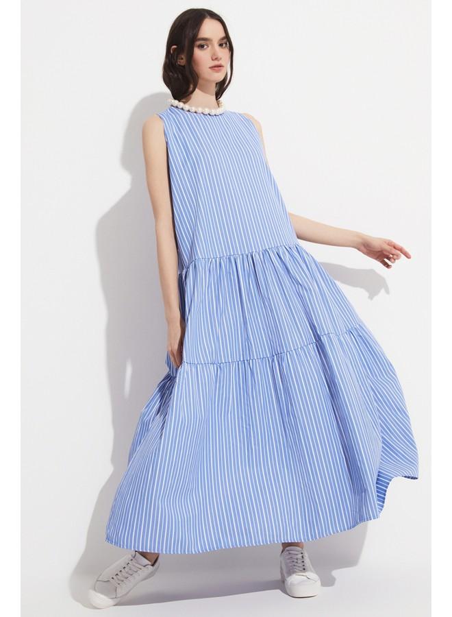 JUNE Striped Tiered Dress - Image 1