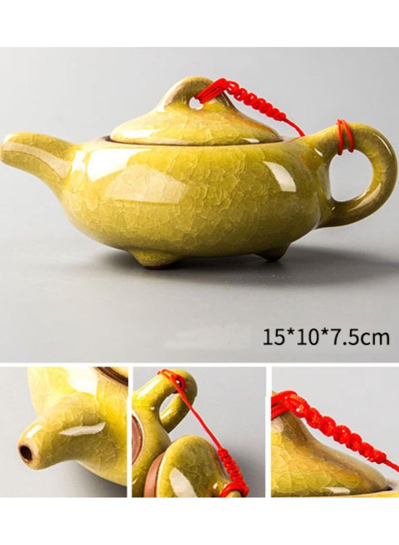Jingke Pure Hand-made Teapots Kung Fu Teapots Household Teapots Exquisite Ceramic Tea Sets,Yellow Ice Cracked Teapot 150ml - Image 3