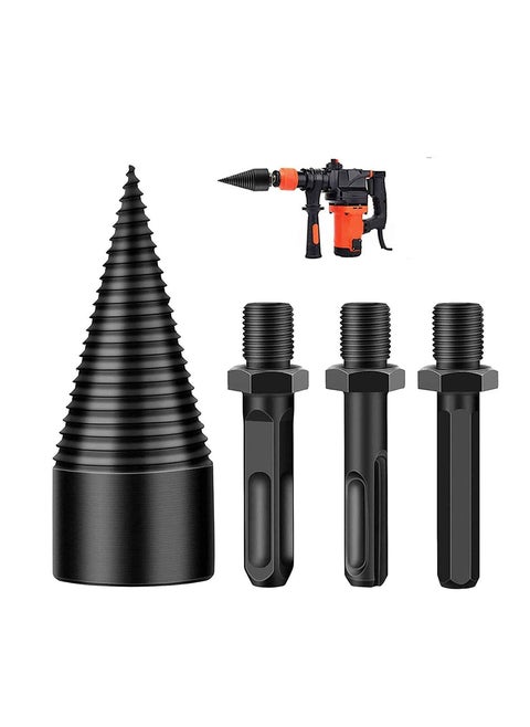 Firewood Log Splitter Drill Bit Set, Removable Firewood Log Splitter Drill Bit, Wood Splitter Drill Bits, Heavy Duty Drill Screw Cone Driver for Hand Drill Stick-hex+Square+Round