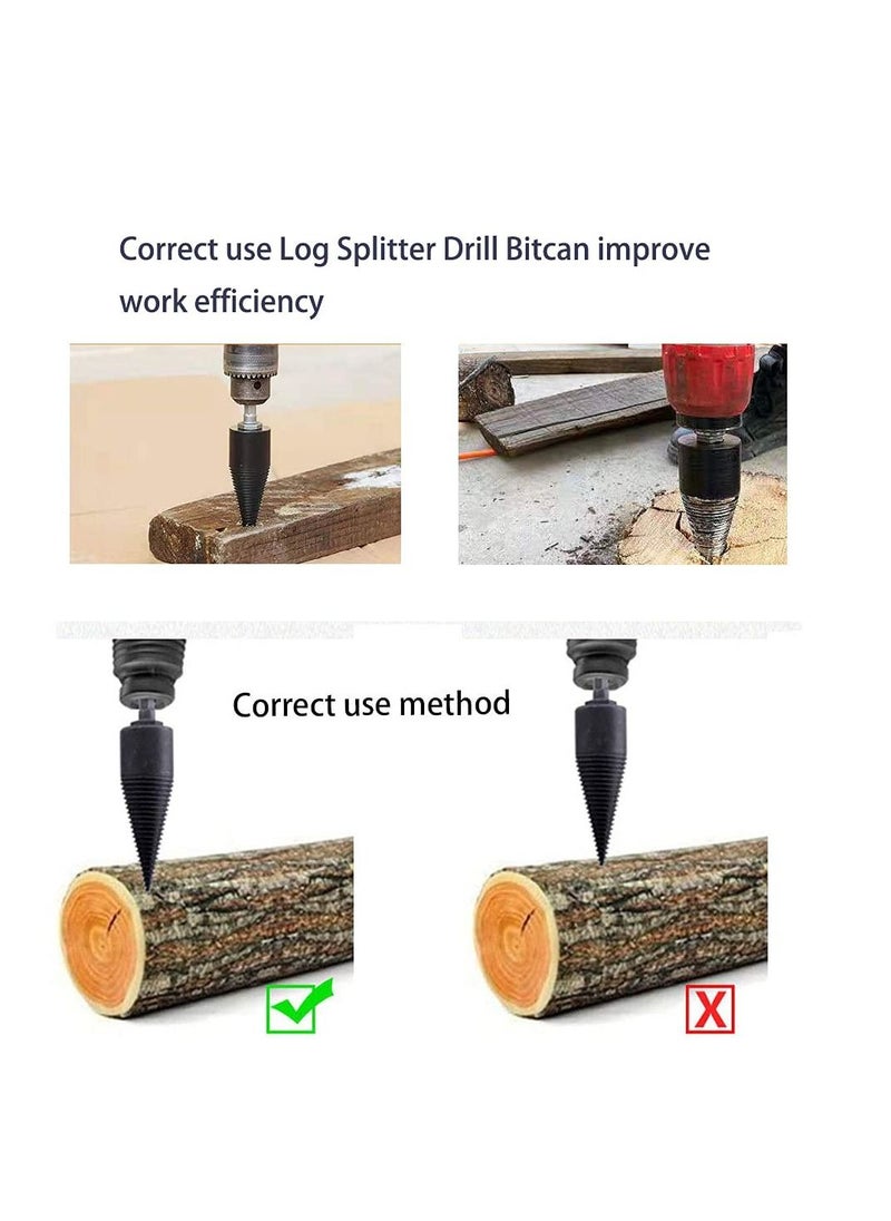 SYOSI Firewood Log Splitter Drill Bit Set, Removable Firewood Log Splitter Drill Bit, Wood Splitter Drill Bits, Heavy Duty Drill Screw Cone Driver for Hand Drill Stick-hex+Square+Round  - Image 3