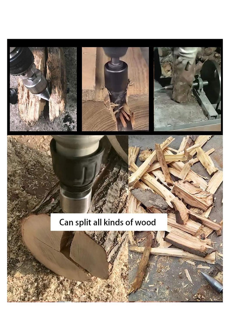 SYOSI Firewood Log Splitter Drill Bit Set, Removable Firewood Log Splitter Drill Bit, Wood Splitter Drill Bits, Heavy Duty Drill Screw Cone Driver for Hand Drill Stick-hex+Square+Round  - Image 5