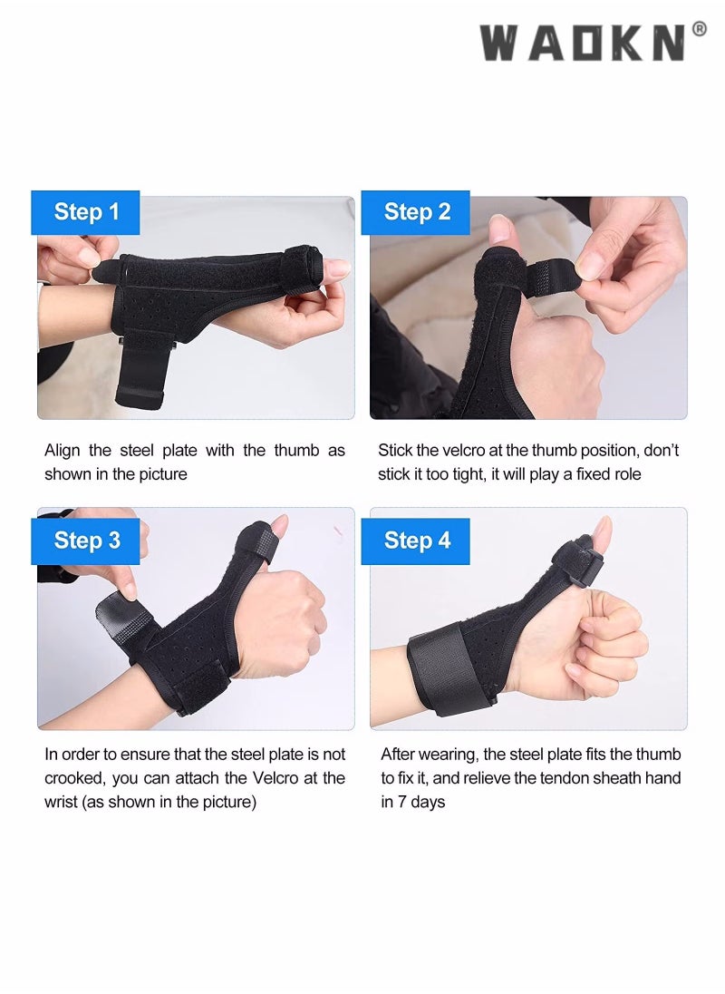 WAOKN - Thumb Splint Brace - Reversible Thumb & Wrist Stabilizer Splint for BlackBerry Thumb, Trigger Finger, Pain Relief, Tendonitis, Sprain and Carpal Tunnel Supporting, Lightweight and Breathe - Image 1