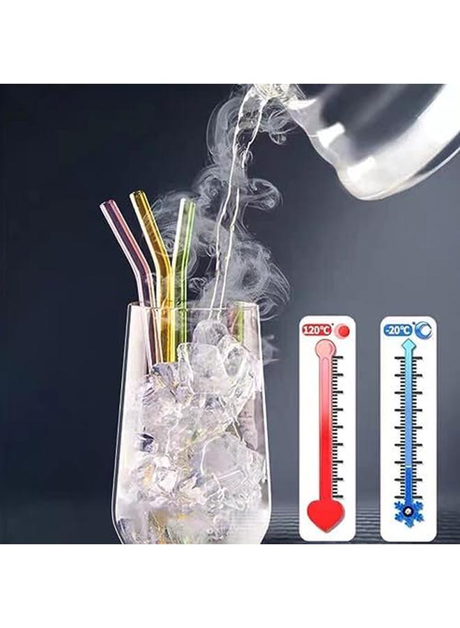 إي سي في في طقم شفاطات زجاجية ملونة 5 قطع 4 × ماصات 1 × فرشاة صحية وصديقة للبيئة مناسبة للشرب اليومي وعصير الخبز - Image 4