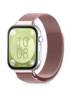 Generic Magnetic Strap For Huawei Watch Fit3 Stainless Steel Milanese Loop For Huawei Watch Fit3 Wristband Bracelet Accessories (Rose Pink)  - Image 1