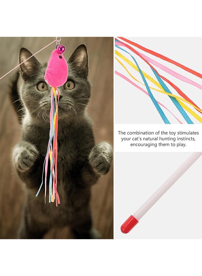 Cat Stick Toy – Interactive Cat Amusement Sticks, Realistic Fish Label Designs and Ribbons, and Blue Feathers, Suitable for Kittens and Pets, Perfect for Engaging in Playtime and Bonding（2PCS) - Image 2