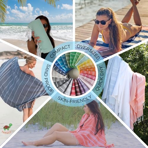 PARK & OZ Turkish Beach Towel – Oversized 100% Cotton, Quick-Dry, Absorbent, Sand-Free Blanket (72 x 40) – Extra Large, Lightweight Pool Towel for Adults, Women, Men – Sand Resistant & Perfect Travel - Image 4