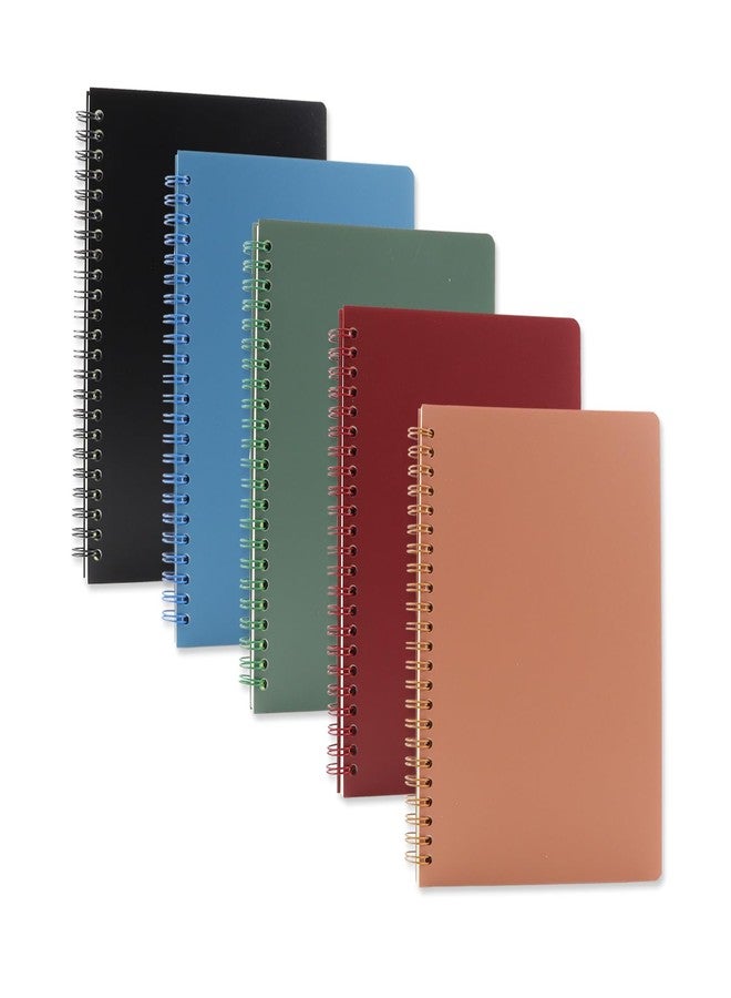 Aacehlh 5 Pack Spiral Notebooks 8.3" x 5.7", 80 Sheets College Ruled Notebook with Plastic Waterproof Cover, 100GSM Thick Paper, A5 Lined Journal for Office, School,Home - Image 1