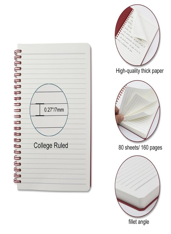 Aacehlh 5 Pack Spiral Notebooks 8.3" x 5.7", 80 Sheets College Ruled Notebook with Plastic Waterproof Cover, 100GSM Thick Paper, A5 Lined Journal for Office, School,Home - Image 3