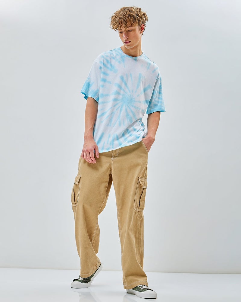 بيواكوف تيشيرت رجالي أبيض وأزرق بألوان متدرجة وقصة واسعة - Image 5