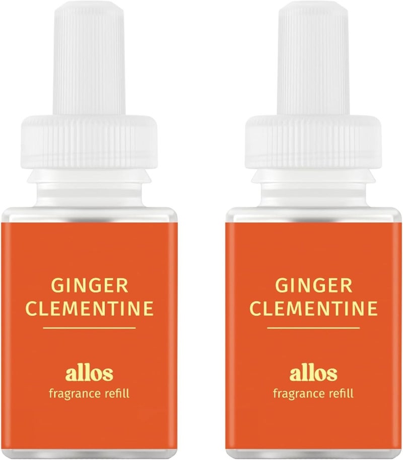 Pura and Allos - Fragrance Refill for Smart Home Air Diffusers - Aromatherapy Scents for Home - up to 120-Hours of Premium Fragrance per Vial - 2 Pack - Ginger Clementine (Energy)