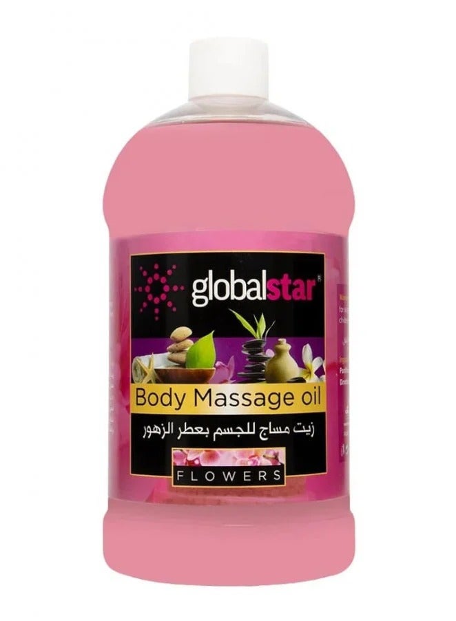 Global Star Body massage oil with rose scent, 1000 ml