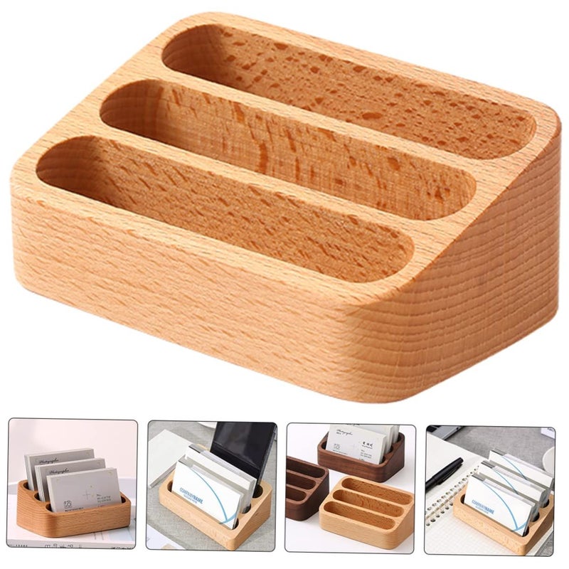 Wooden Business Card Holder Open Style Desktop Display Stand - Image 4